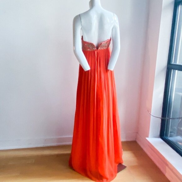 NWT Aidan Mattox Orange Beaded Empire Waist Grecian Silk Chiffon Gown 2 - Picture 7 of 10